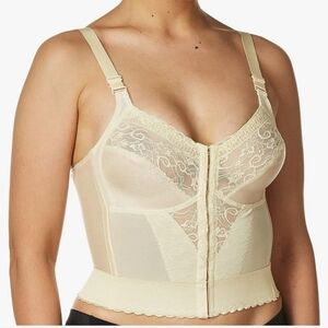 1Carnival Women's Champagne Color Front Closure Longline Bra NWT Size 34D